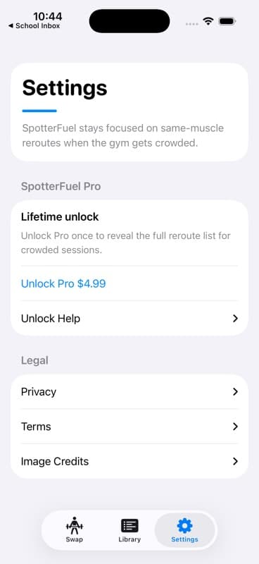 SpotterFuel tertiary screen